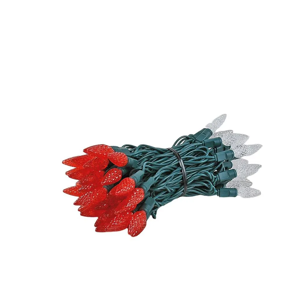 Coaxial Red/Pure White 70 LED C6 Strawberry Mini Lights Commercial Grade On Green Wire 2 Coaxial Red/Pure White 70 LED C6 Strawberry Mini Lights Commercial Grade On Green Wire - Image 2