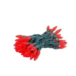 Coaxial Red 70 LED C6 Strawberry Mini Lights Commercial Grade On Green Wire -Holiday Lights Sales 0033714 coaxial red 70 led c6 strawberry mini lights commercial grade on green wire