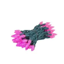 Coaxial Pink 70 LED C6 Strawberry Mini Lights Commercial Grade On Green Wire -Holiday Lights Sales 0033725 coaxial pink 70 led c6 strawberry mini lights commercial grade on green wire