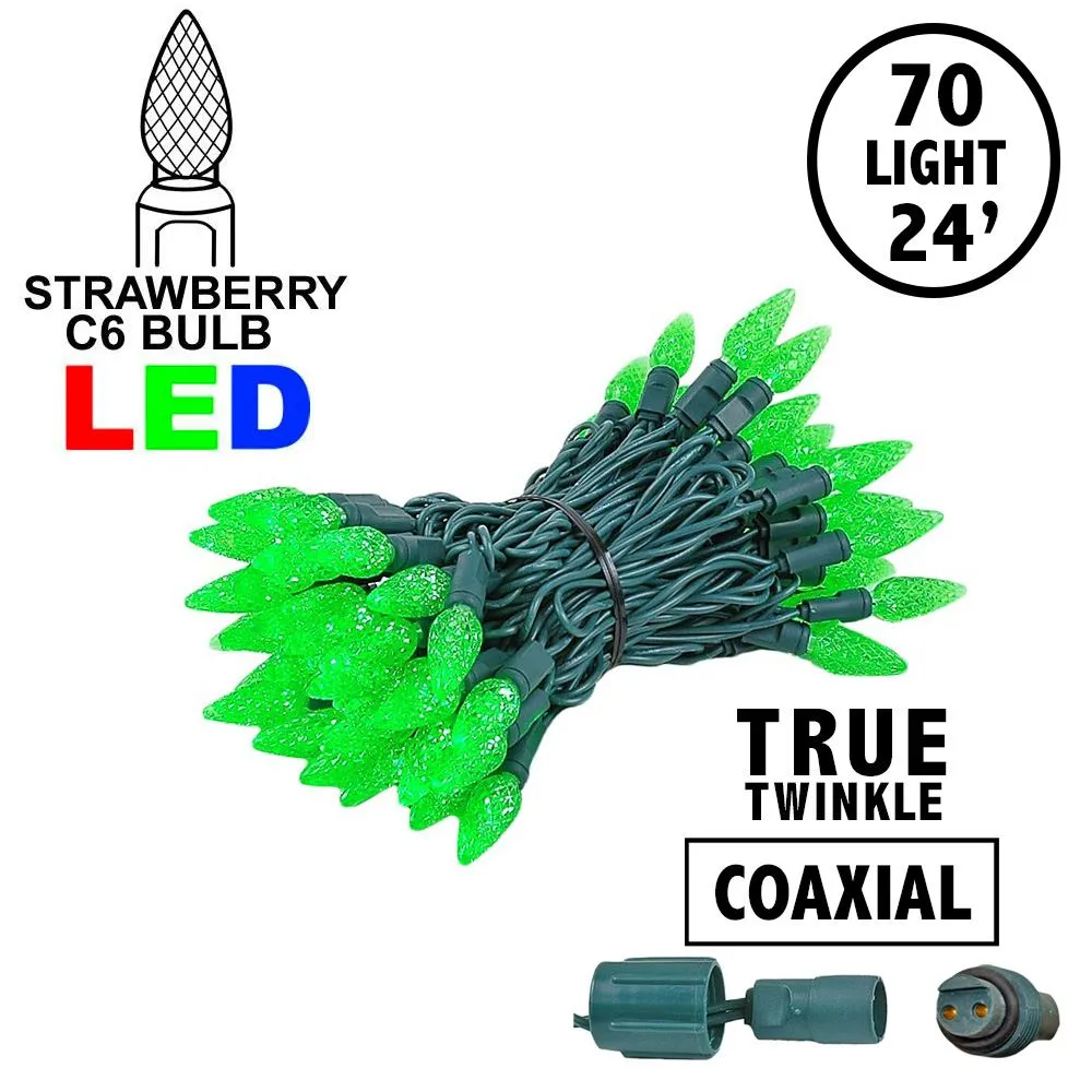 Coaxial *NEW* True Twinkle Green 70 LED C6 Strawberry Mini Lights Commercial Grade On Green Wire 1 Coaxial *NEW* True Twinkle Green 70 LED C6 Strawberry Mini Lights Commercial Grade On Green Wire