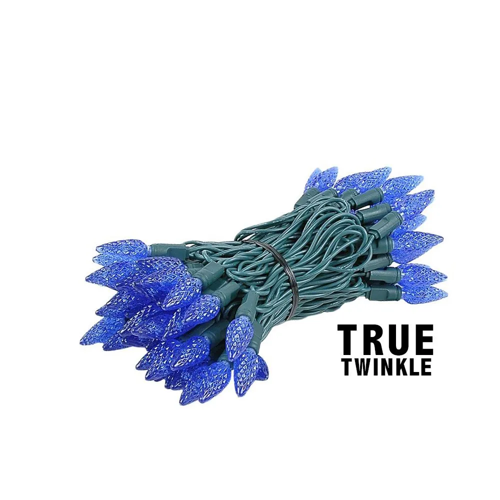 Coaxial *NEW* True Twinkle Blue 70 LED C6 Strawberry Mini Lights Commercial Grade On Green Wire 2 Coaxial *NEW* True Twinkle Blue 70 LED C6 Strawberry Mini Lights Commercial Grade On Green Wire - Image 2