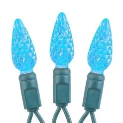 *NEW* True Twinkle Teal 70 LED C6 Strawberry Mini Lights Commercial Grade On Green Wire -Holiday Lights Sales 0033810 new true twinkle teal 70 led c6 strawberry mini lights commercial grade on green wire