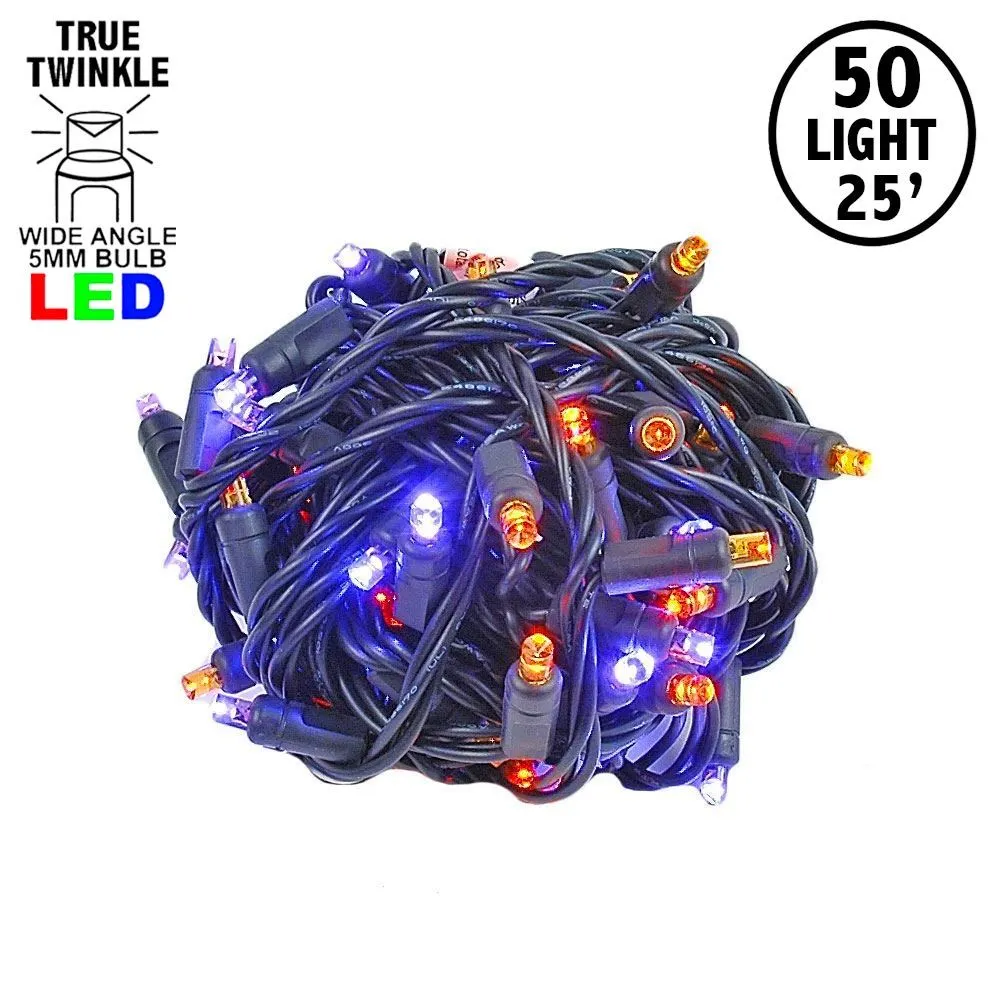 *NEW* True Twinkle LED Mini Lights 50 LED Purple & Orange 25' Long Black Wire 1 *NEW* True Twinkle LED Mini Lights 50 LED Purple & Orange 25' Long Black Wire