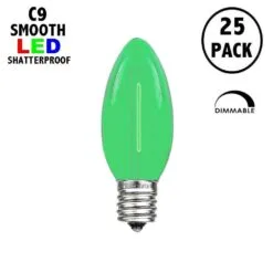Green C9 LED Plastic Filament Replacement Bulbs 25 Pack
