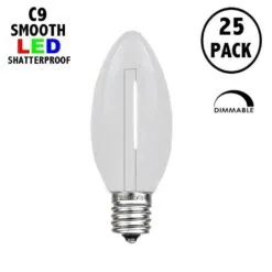 Pure White C9 LED Plastic Filament Replacement Bulbs 25 Pack