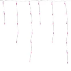 Pink LED Icicle Lights On White Wire 150 Bulbs